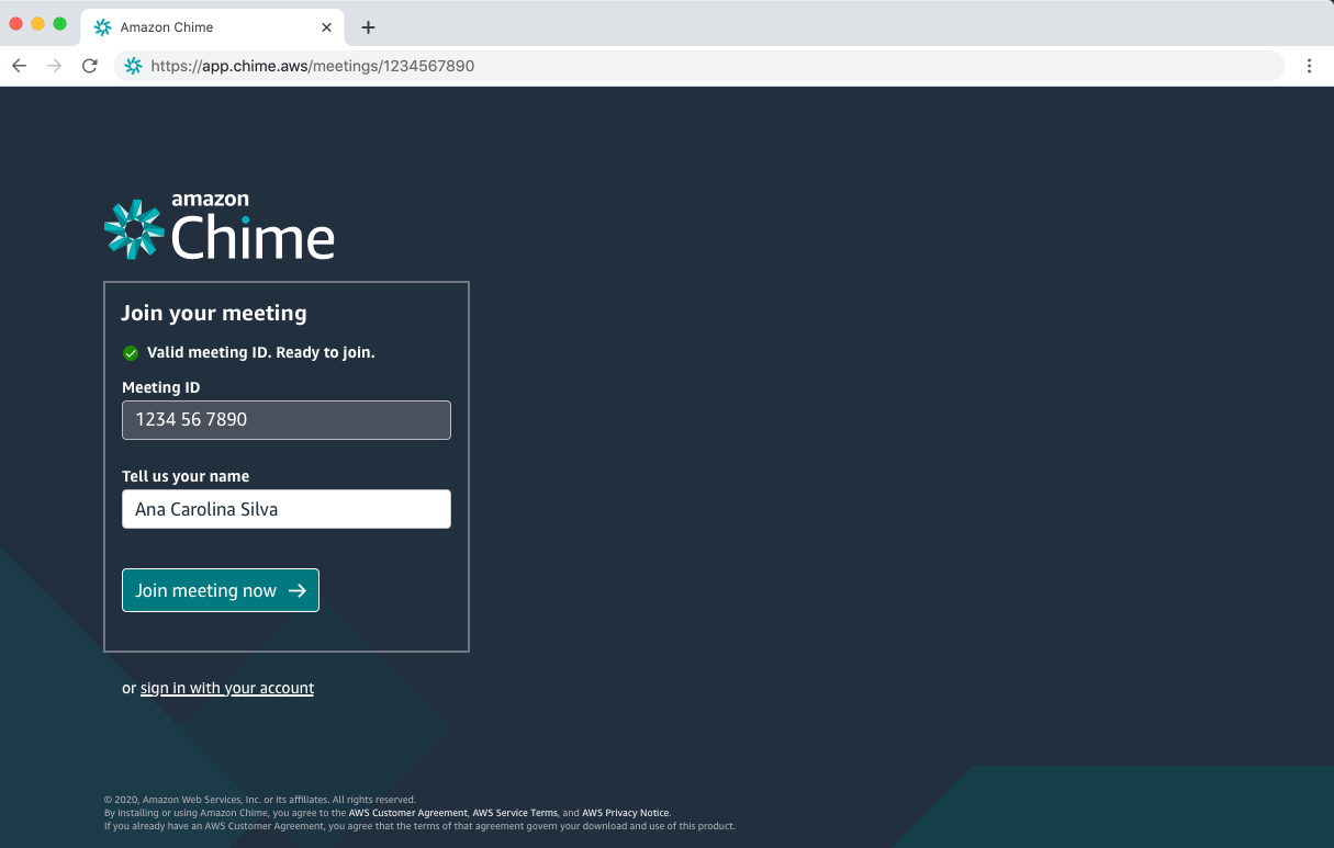 amazon chime aws login