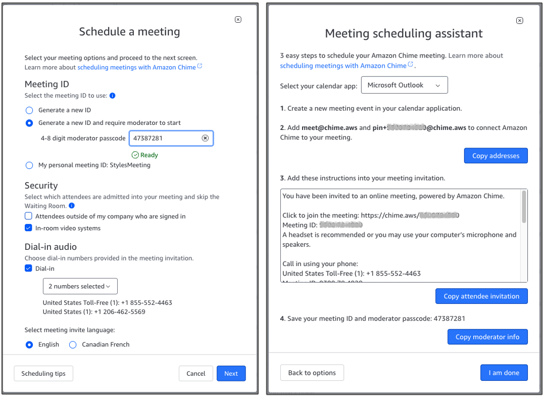 Meeting scheduling assistant dialogs